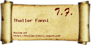 Thaller Fanni névjegykártya
